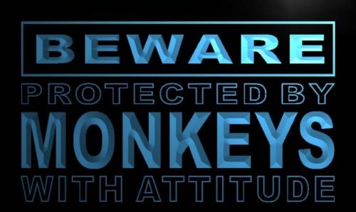 Beware Monkeys Neon Light Sign